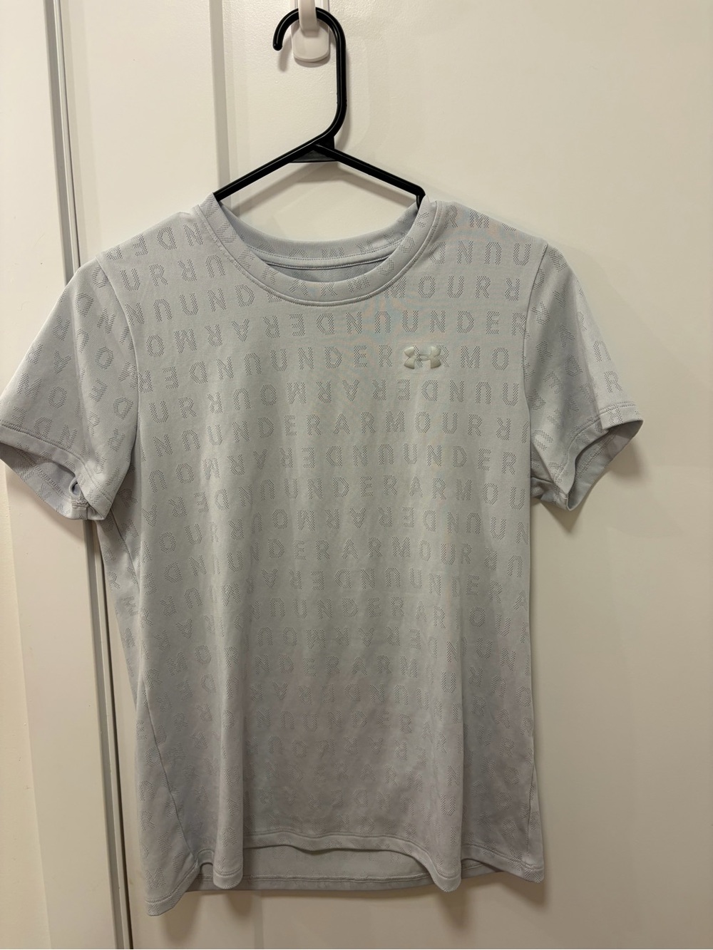 Under Armour Light Gray All-Over Logo Short Sleeve Performance Tee